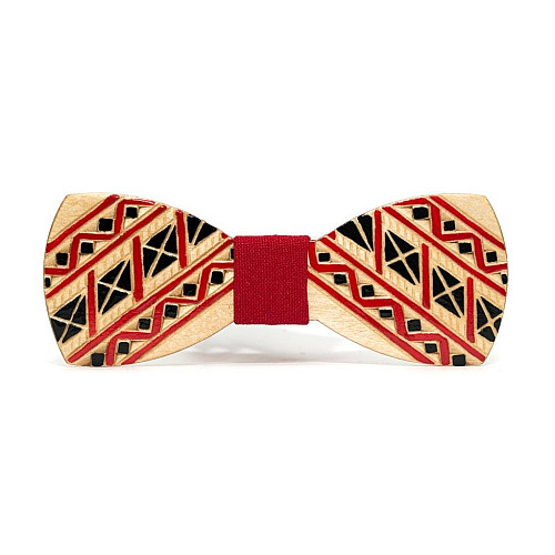 Деревянная галстук бабочка Gofin с вышитым узором GBDH-8076