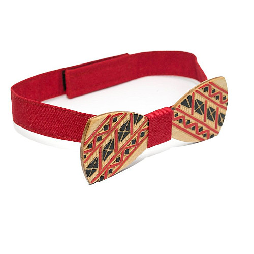 Деревянная галстук бабочка Gofin с вышитым узором GBDH-8076