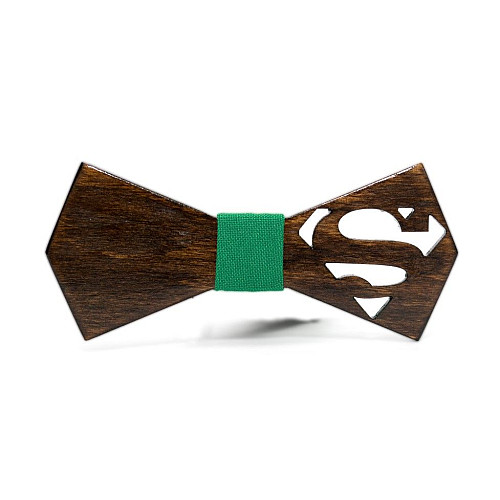 Деревянная галстук бабочка Gofin Супермен темная GBDH-8083