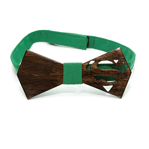 Деревянная галстук бабочка Gofin Супермен темная GBDH-8083