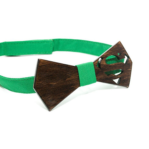 Деревянная галстук бабочка Gofin Супермен темная GBDH-8083