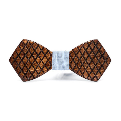 Дерев'яна краватка метелик Gofin в ромбіки темна GBDH-8104