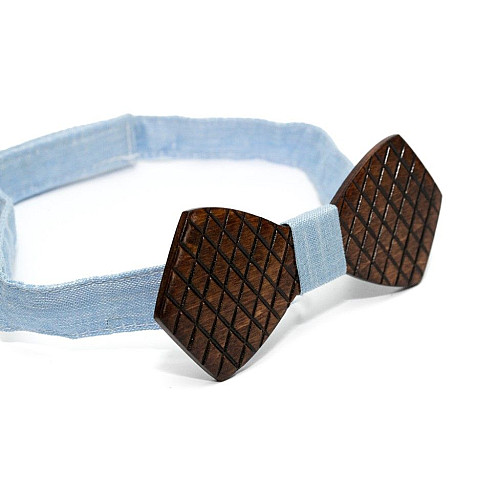 Дерев'яна краватка метелик Gofin в ромбіки темна GBDH-8104