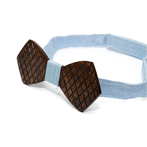 Дерев'яна краватка метелик Gofin в ромбіки темна GBDH-8104