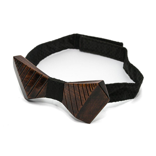 Дерев'яний краватка метелик Gofin незвичайний в смужки темний GBDH-8140