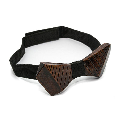 Дерев'яний краватка метелик Gofin незвичайний в смужки темний GBDH-8140