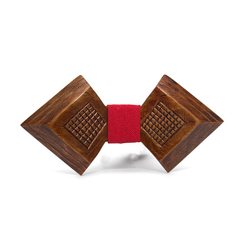 Дерев'яний краватка метелик Gofin піка з ромбіками темний GBDH-8144