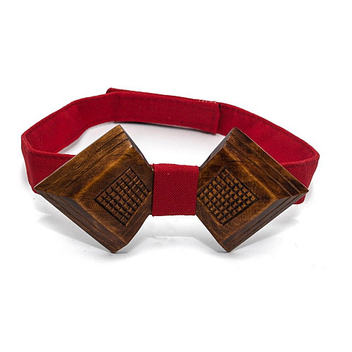 Дерев'яний краватка метелик Gofin піка з ромбіками темний GBDH-8144