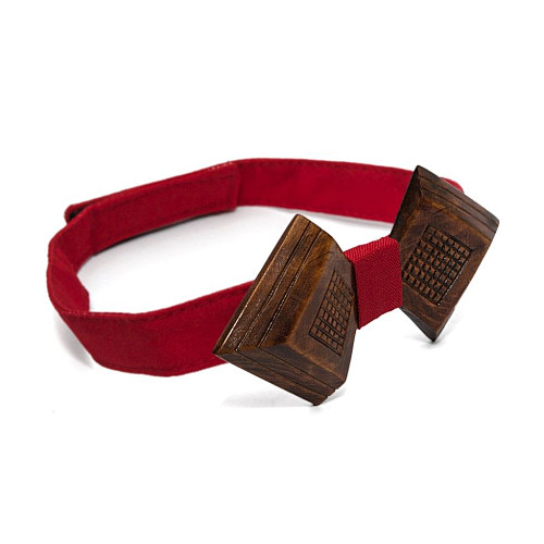 Дерев'яний краватка метелик Gofin піка з ромбіками темний GBDH-8144