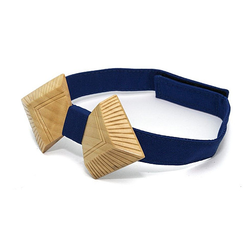 Деревянная галстук бабочка Gofin пика с полосками GBDH-8145