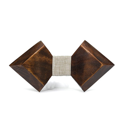 Деревянная галстук бабочка Gofin з острым кутом темная GBDH-8146