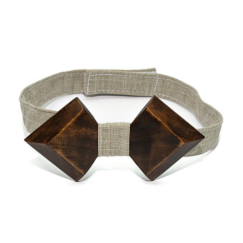 Деревянная галстук бабочка Gofin з острым кутом темная GBDH-8146