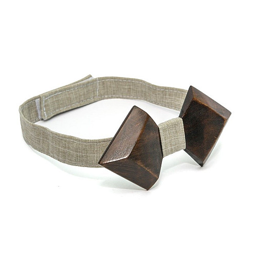 Деревянная галстук бабочка Gofin з острым кутом темная GBDH-8146