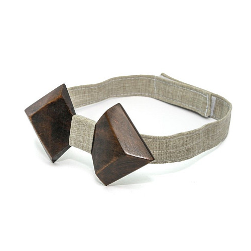 Деревянная галстук бабочка Gofin з острым кутом темная GBDH-8146