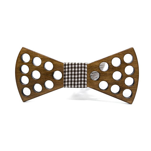 Дерев'яний темний краватка метелик Gofin з отворами GBDH-8154