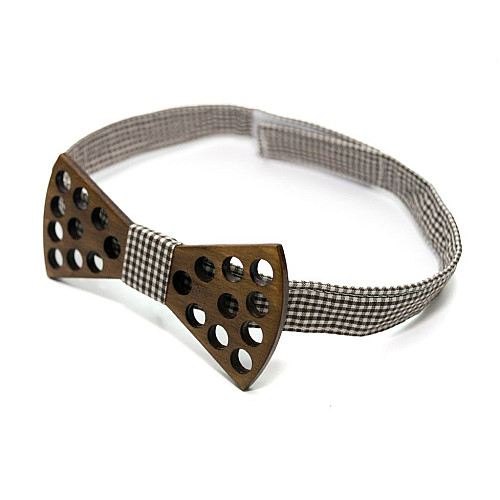 Дерев'яний темний краватка метелик Gofin з отворами GBDH-8154