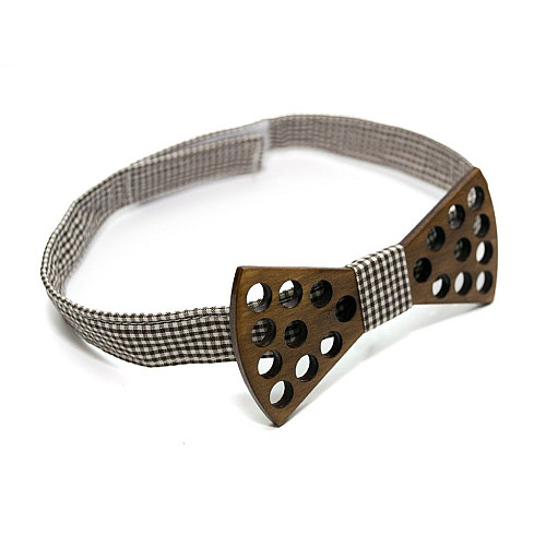 Дерев'яний темний краватка метелик Gofin з отворами GBDH-8154