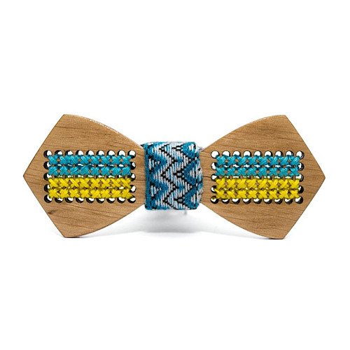 Деревянная темная галстук бабочка Gofin патриотическая с флагом GBDH-8155