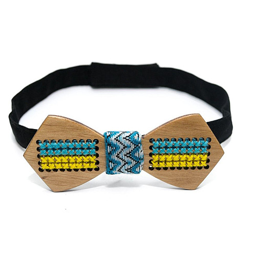 Деревянная темная галстук бабочка Gofin патриотическая с флагом GBDH-8155