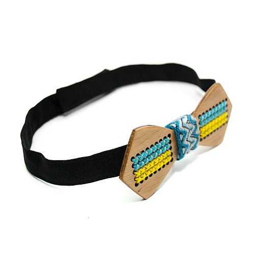 Деревянная темная галстук бабочка Gofin патриотическая с флагом GBDH-8155