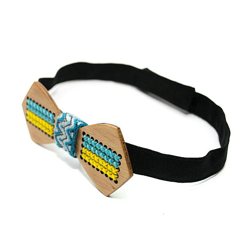 Деревянная темная галстук бабочка Gofin патриотическая с флагом GBDH-8155