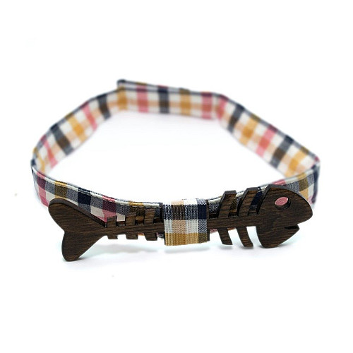 Деревянная бабочка Gofin рыба скелет темная GBDH-8158