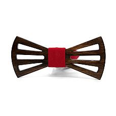 Деревянная галстук бабочка Gofin с вырезами темная GBDH-8159