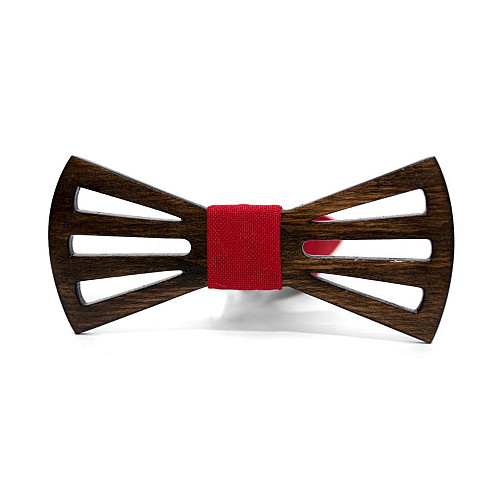 Дерев'яний краватка метелик Gofin з вирізами темний GBDH-8159