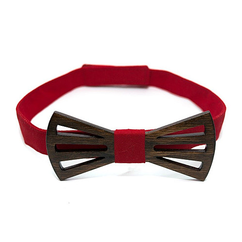 Дерев'яний краватка метелик Gofin з вирізами темний GBDH-8159