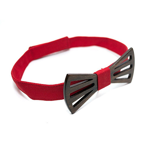 Дерев'яний краватка метелик Gofin з вирізами темний GBDH-8159