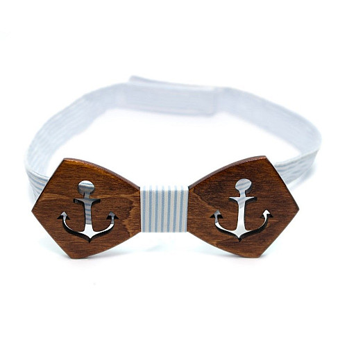 Деревянная бабочка Gofin с вырезом якорь темная GBDH-8164