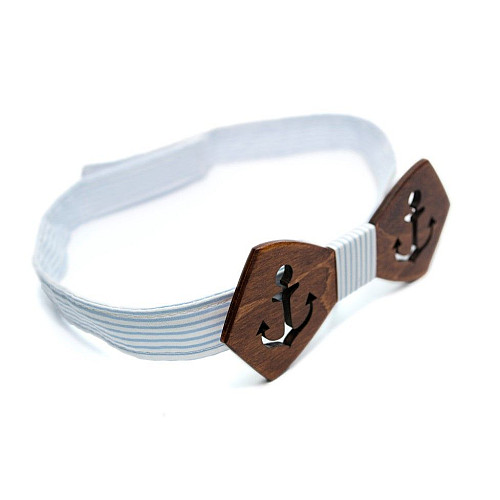 Деревянная бабочка Gofin с вырезом якорь темная GBDH-8164