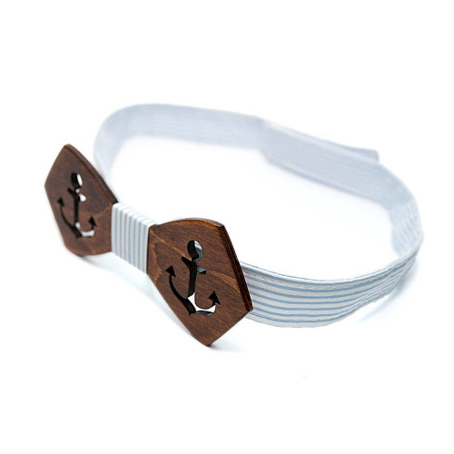 Деревянная бабочка Gofin с вырезом якорь темная GBDH-8164