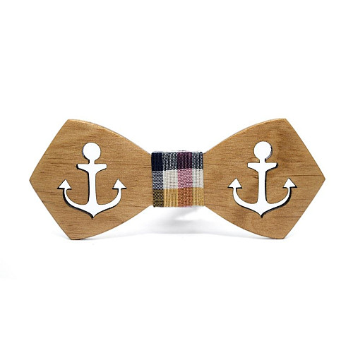 Деревянная бабочка Gofin с вырезанным якорем GBDH-8167