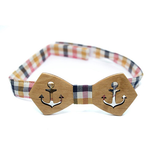 Деревянная бабочка Gofin с вырезанным якорем GBDH-8167