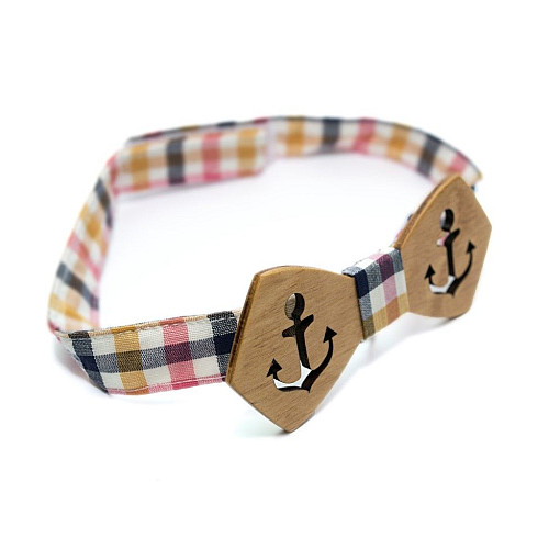 Деревянная бабочка Gofin с вырезанным якорем GBDH-8167