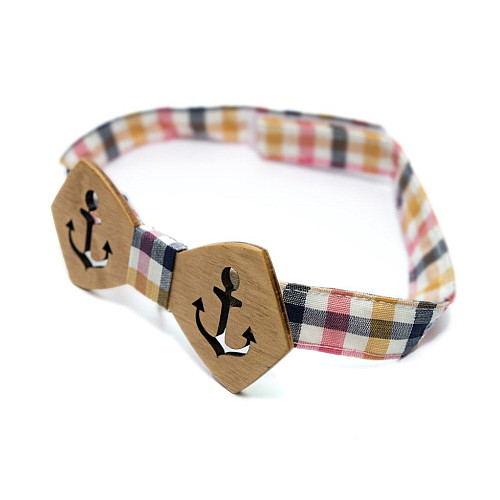 Деревянная бабочка Gofin с вырезанным якорем GBDH-8167