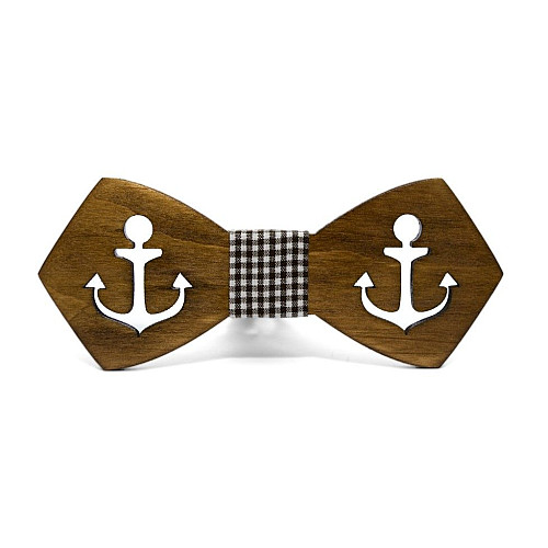 Дерев'яний метелик Gofin з вирізаним якорем темний GBDH-8168