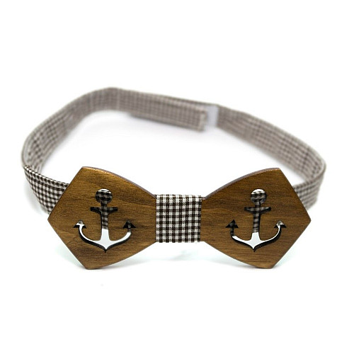 Дерев'яний метелик Gofin з вирізаним якорем темний GBDH-8168