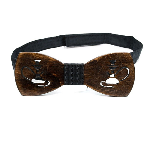 Деревянная галстук бабочка Gofin кальян темная GBDH-8185