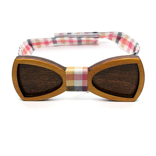 Дерев'яний краватка метелик Gofin двошаровий з вирізом GBDH-8190