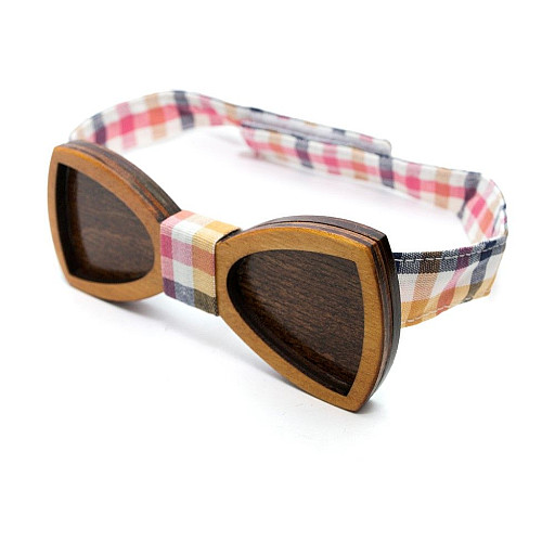 Дерев'яний краватка метелик Gofin двошаровий з вирізом GBDH-8190