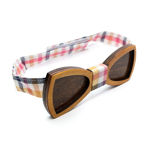 Дерев'яний краватка метелик Gofin двошаровий з вирізом GBDH-8190