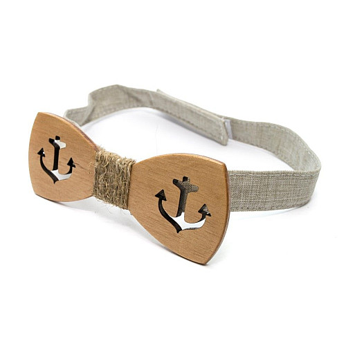 Деревянная галстук бабочка Gofin якорь GBDH-8191