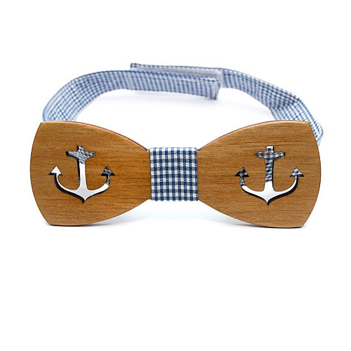 Деревянная галстук бабочка Gofin з вырезанным якорем GBDH-8196