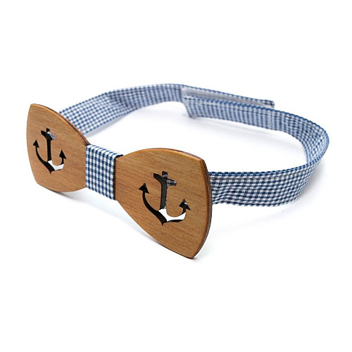 Деревянная галстук бабочка Gofin з вырезанным якорем GBDH-8196