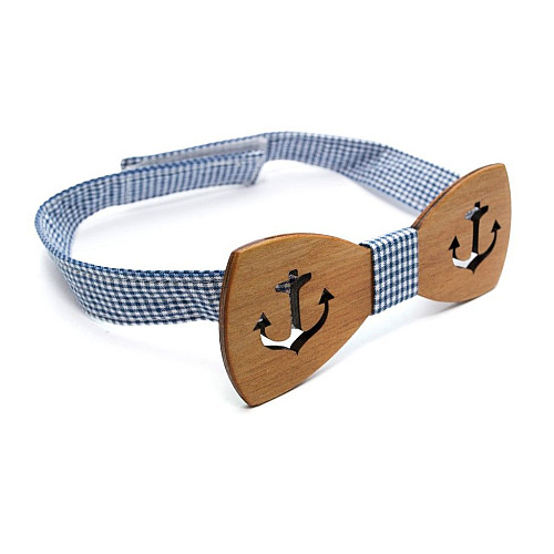 Деревянная галстук бабочка Gofin з вырезанным якорем GBDH-8196