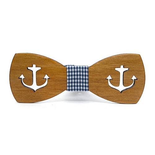 Деревянная галстук бабочка Gofin з вырезанным якорем GBDH-8196
