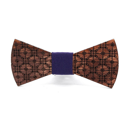 Деревянная галстук бабочка Gofin с гравировкой узора GBDH-8197