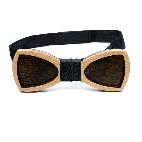 Деревянная галстук бабочка Gofin двухслойная с вырезаной окантовкой GBDH-8198